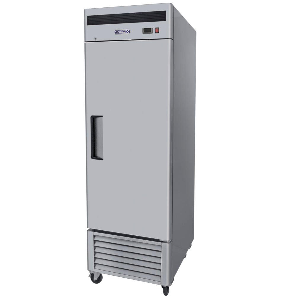 rvs114 3 Refrigerador Profesional de Acero Inoxidable RVS-114-S.  De Una Puerta Sólida, 3 Parrillas Plastificadas y Capacidad de 14 Pies Cúbicos. Regresar a Refrigeradores de Acero Inoxidable